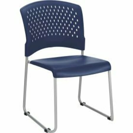 GLOBAL EQUIPMENT Interion Stacking Chair With Mid Back, Plastic, Blue NEW250606BL